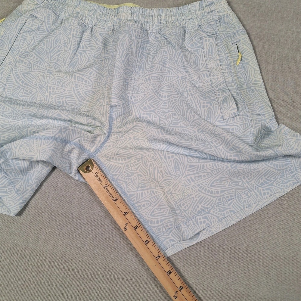 Birddogs Gym Shorts Men Medium Light Blue Geometric Leaf Print Lined Activewear - Picture 7 of 12